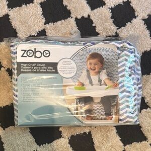 Zobo High Chair Cover with Blue Chevron Pattern